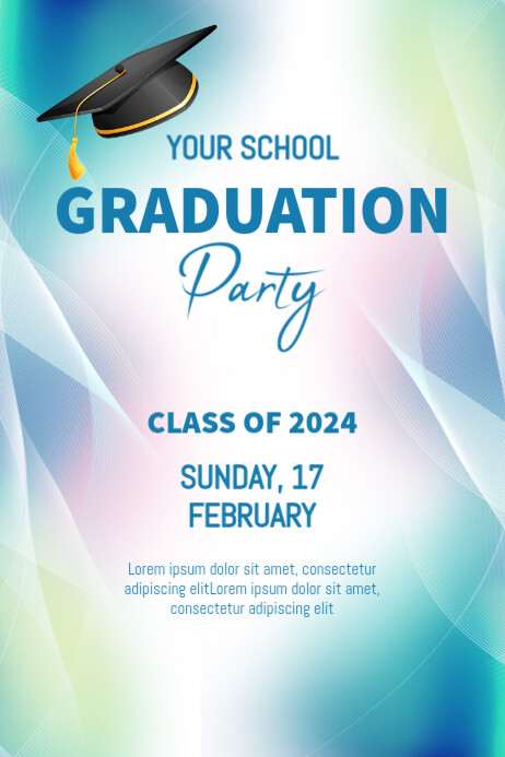 Gradient Graduation Abstract Line Border Banner 4' × 6' Template ...