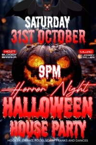 Gradient Halloween House Party Poster template