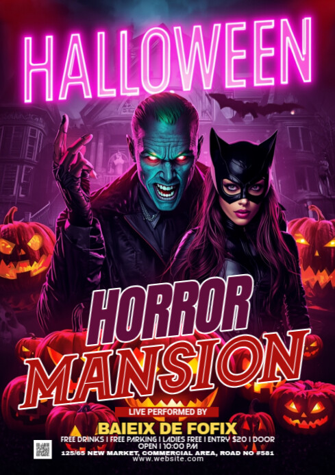 Gradient Halloween Party A4 template