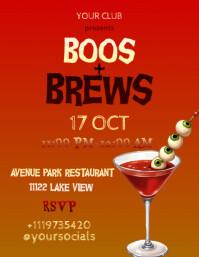 Gradient Happy Hour Halloween Restaurant Brunch Flyer Poster Invite Party Invitation Banner Instagra template