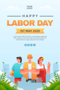Gradient Happy Labor Day Poster Cartaz template