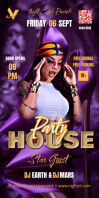 Gradient House Party Roll Up Banner 3' × 6' template