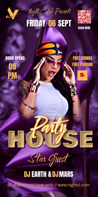 Gradient House Party Roll Up Banner 3' × 6' Template | PosterMyWall