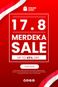 Gradient Independence Day Indonesia Sale Poster template