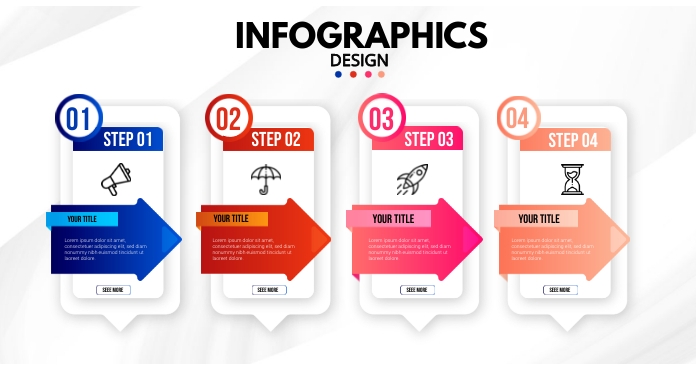 Gradient Infographics Design Изображение, которым поделились на Facebook template