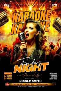 Gradient  Karaoke And Ladies Night Party Poster template