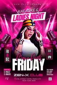 Gradient  Karaoke And Ladies Night Party Poster template