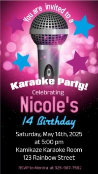 Gradient Karaoke Neon Party Invitation Facebook Story template