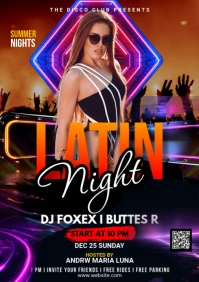 Gradient Latin Night Party Flyer A1 template