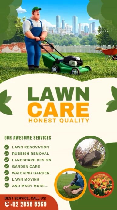 Gradient Lawn Care Instagram Story Post Banner Instagram-verhaal template