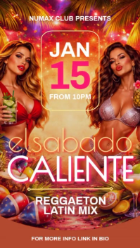 Gradient Maximalist Neon Bright colors Latin Night Instagram Story Flyer – Neon Club Party Template