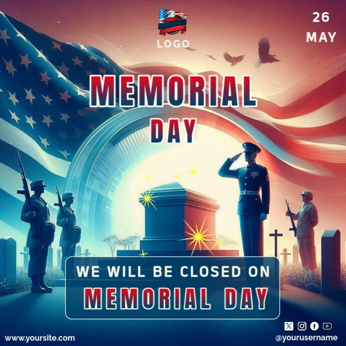 Gradient Memorial Day Instagram Post template