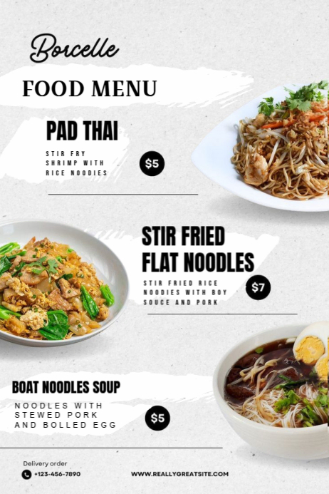 Gradient Minimalist Black & White Food Menu Templates - Modern Design  Poster