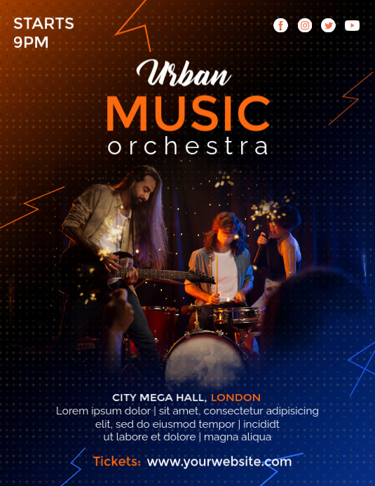 Gradient music concert invitation template Flyer (US Letter)