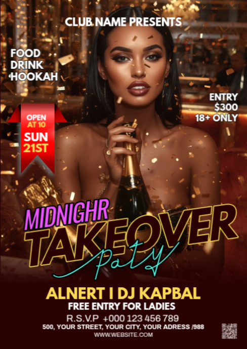 Gradient Night Club Party A6 template