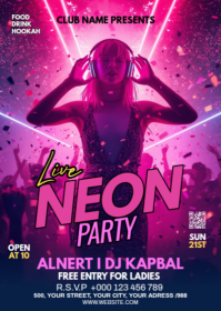 Gradient Night Club Party A6 template