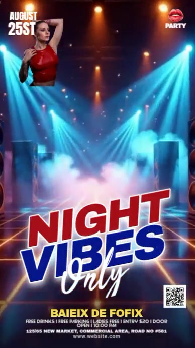 Gradient Night Club Party Digital Display (9:16) template