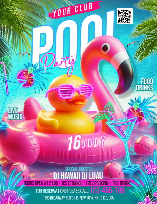 Gradient Pool Party Flyer template