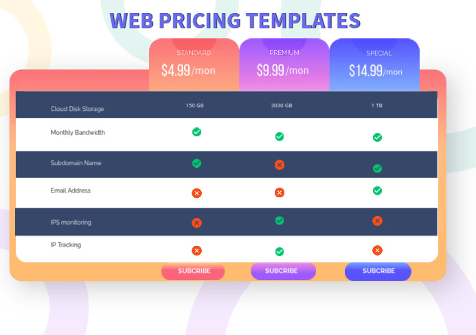 Gradient Price Gradient Pricing Plan Templates เทมเพลต | PosterMyWall