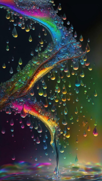 Gradient Rainbow Feather Water Droplets Instagram Story template