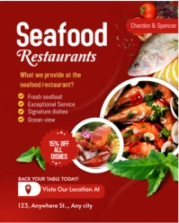 Gradient Red And White Seafood Restaurant Flyer  Instagram Portrait template