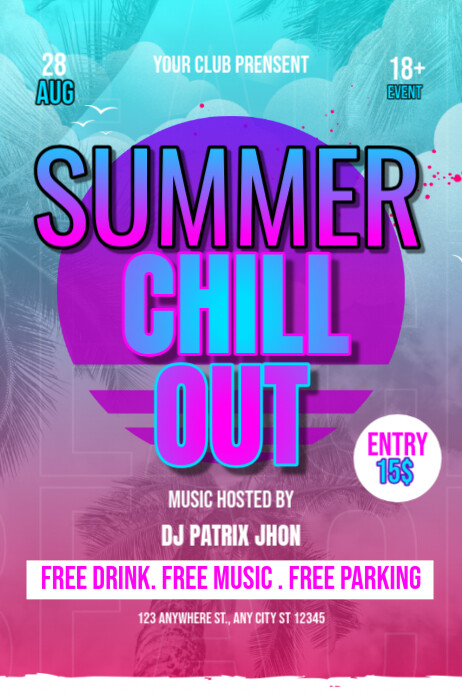 gradient summer Chill out poster Cartaz template