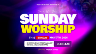 Gradient Sunday Worship Service Flyer Digital Display Video งานแสดงผลงานแบบดิจิทัล (16:9) template