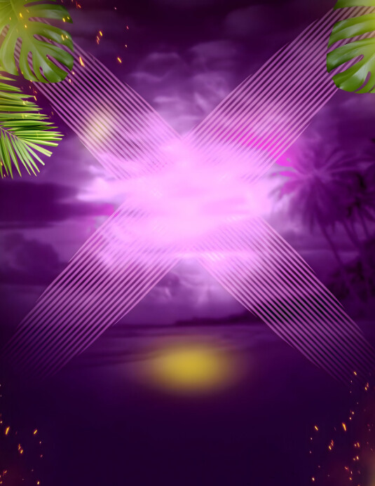 Gradient Tropical Neon Vibes Flyer (us Letter) Iflaya (Incwadi ye-US) template