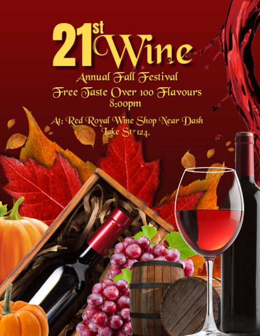 Gradient Wine Annual Festival Flyer, Wine Shop ad, WIne Promotion, Champagne Ad Flyer Ulotka (US Letter) template