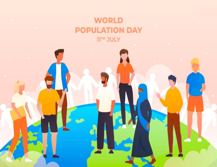Copy of Gradient world population day background | PosterMyWall