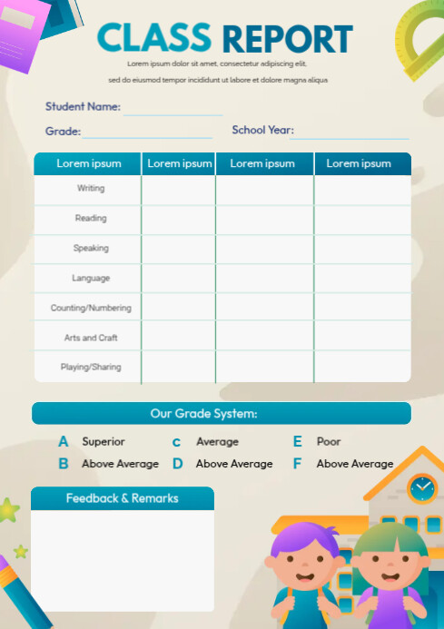 Grade Card Examples Copy of Grading Card Template | PosterMyWall