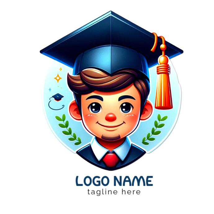 Graduate mascot graduation logo template