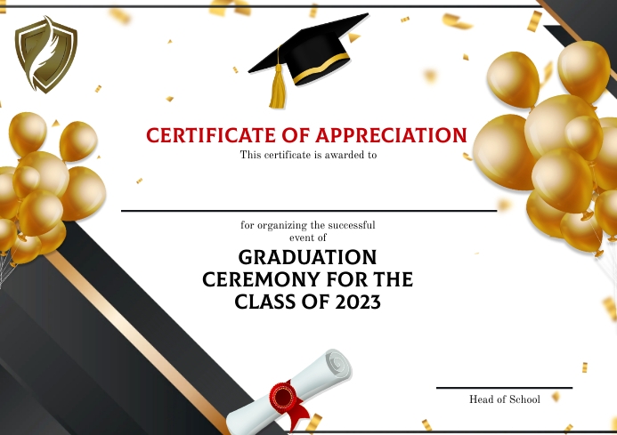 Graduation, Certificate of Appreciation A4 template