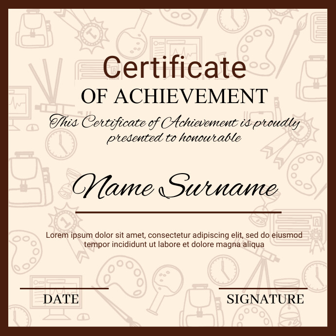 Graduation, certificate, school Quadrato (1:1) template