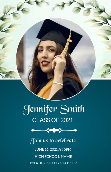 Graduation Announcement Invitation Meia página larga template