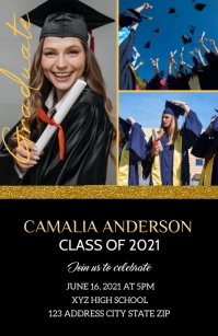 Graduation Announcement Invitation Kalahating pahina na Wide template