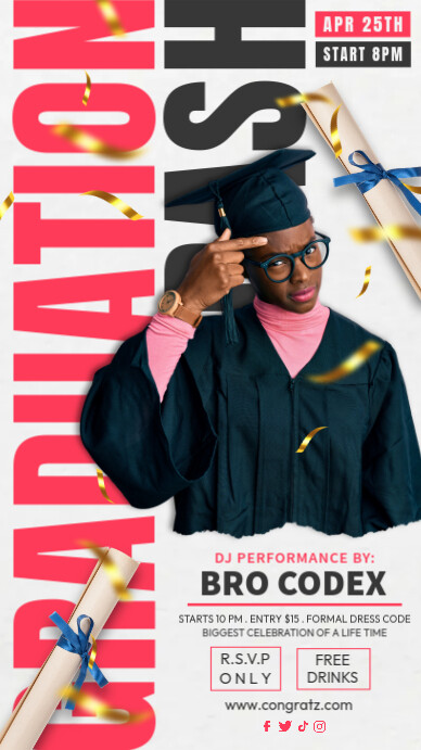 Graduation Bash Facebook Story Template | PosterMyWall