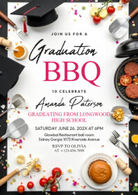 Graduation BBQ Party Invitation A4 template