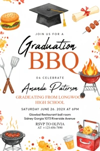Graduation BBQ Party Invitation Poster template