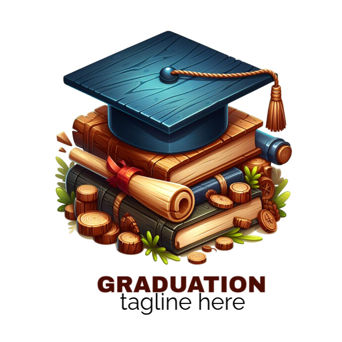 Graduation birette and books logo template Logótipo