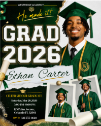Verde Graduation Celebration Instagram Portrait Template