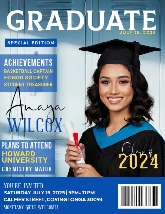 Graduation Lettering Magazine Graduation Announcement Flyers Template | PosterMyWall