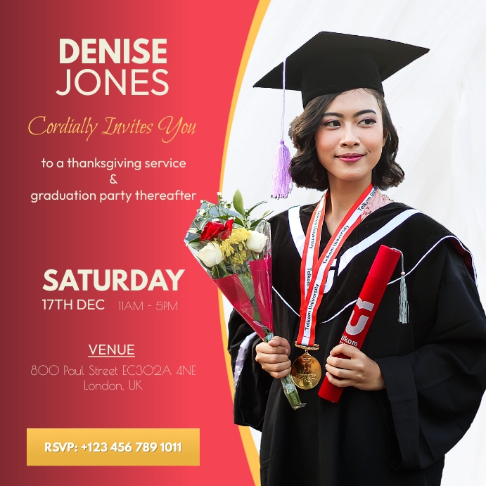 Graduation Celebration Party Invitation Instagram na Post template