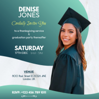 Turquoise Graduation Invitation Instagram Plasing Template
