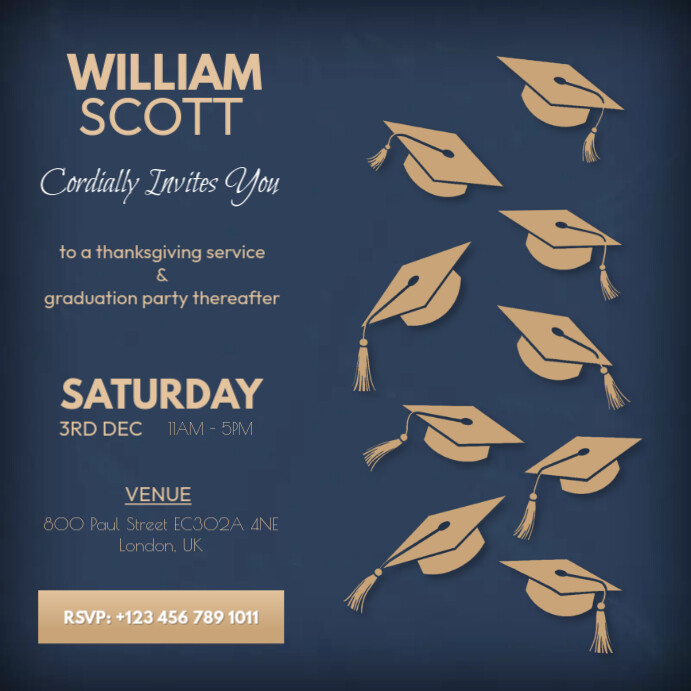 Graduation Celebration Party Invitation Flyer Publicação no Instagram template