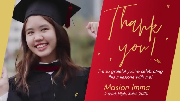Graduation Celebration Thank You Card (1) Twitter Post template