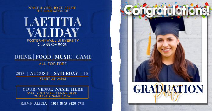 Graduation Ceremony, graduation party Obraz udostępniany na Facebooku template