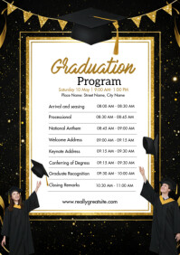 Graduation Program Paper Design White Graduation Program A5 Template | PosterMyWall