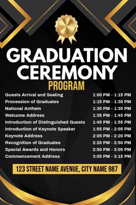 Layout For Graduation Program Standard Graduation Ceremony Program Template | PosterMyWall