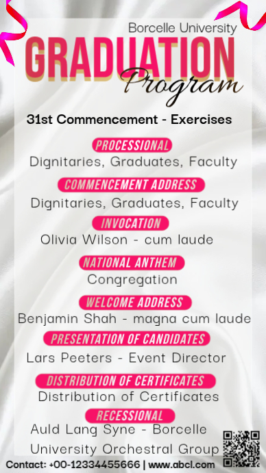 Event Graduation Program Format Graduation Ceremony Template | PosterMyWall